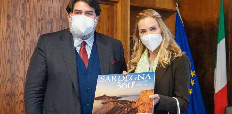 il presidente Christian Solinas con l'ambasciatrice Monika Schmutz Kirgoz